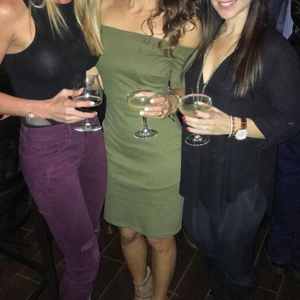 Army green off the shoulders fitted dress
